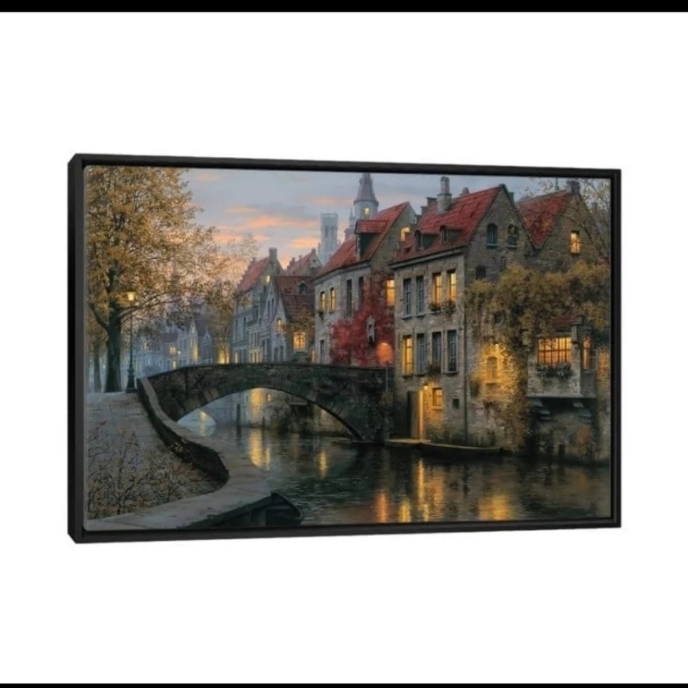 Silent Evening By Evgeny Lushpin Bridges Art print framed 12 X 16 EUC